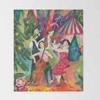 Festive holiday music concert in the forest Throw Blanket Gallery Image 2