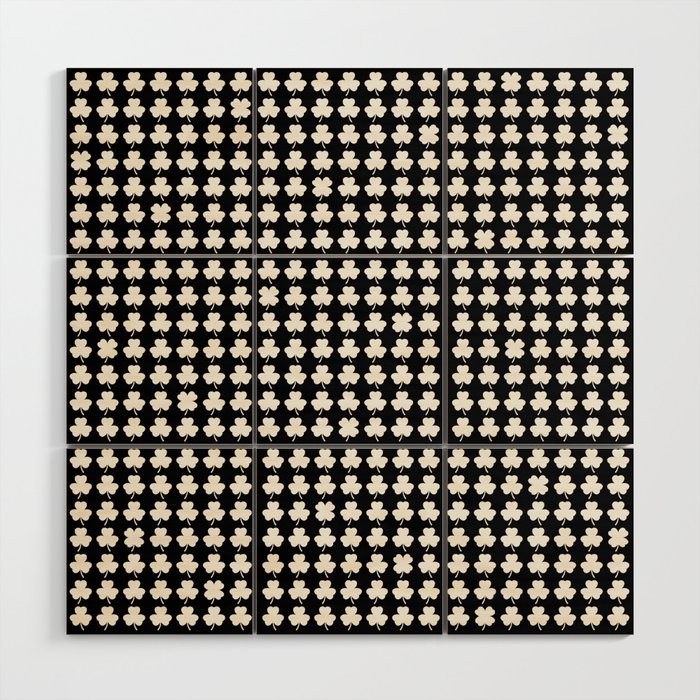 Clovers II Black and White Botanical Pattern Wood Wall Art Gallery Image 1