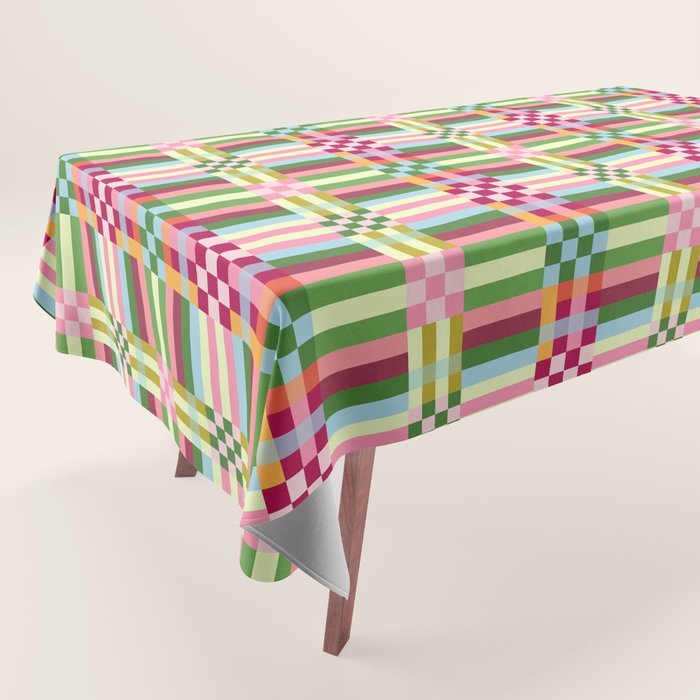  Woven Checks and Stripes - Festive Multi Tablecloth Gallery Image 1