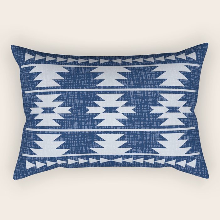 Southwestern Pattern 128 Indigo Blue Rectangular Pillow Gallery Image 2