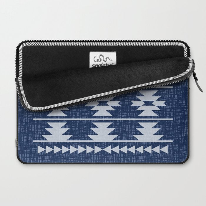 Southwestern Pattern 128 Indigo Blue Laptop Sleeve Gallery Image 2