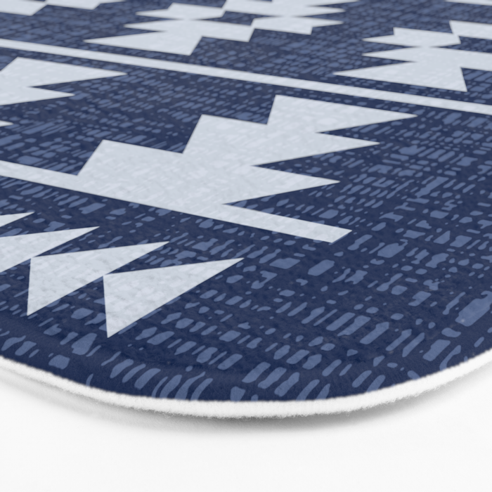 Southwestern Pattern 128 Indigo Blue Bath Mat Gallery Image 3