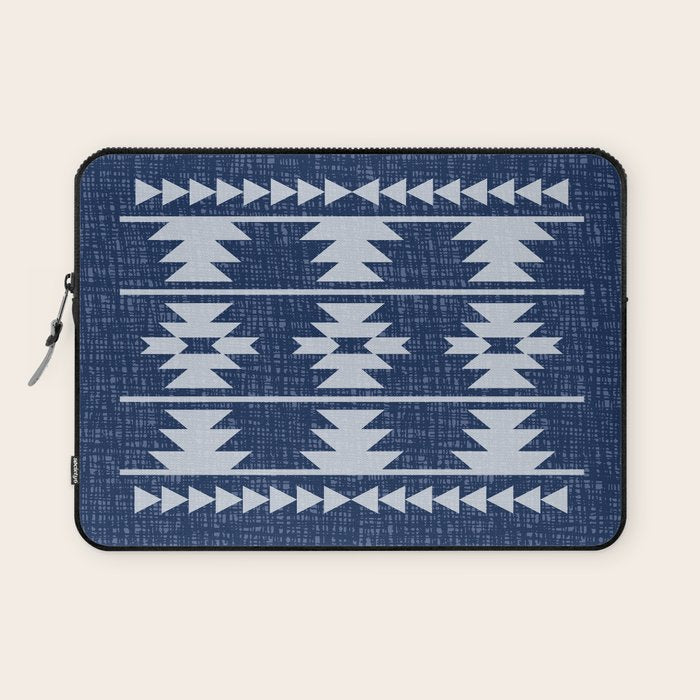 Southwestern Pattern 128 Indigo Blue Laptop Sleeve Gallery Image 1