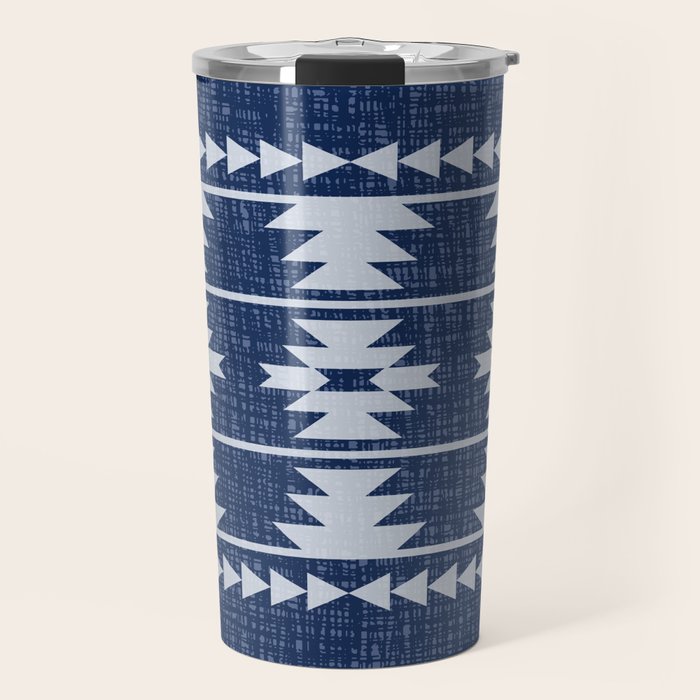 Southwestern Pattern 128 Indigo Blue Travel Mug Gallery Image 1