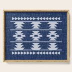 Southwestern Pattern 128 Indigo Blue Serving Tray Gallery Image 1