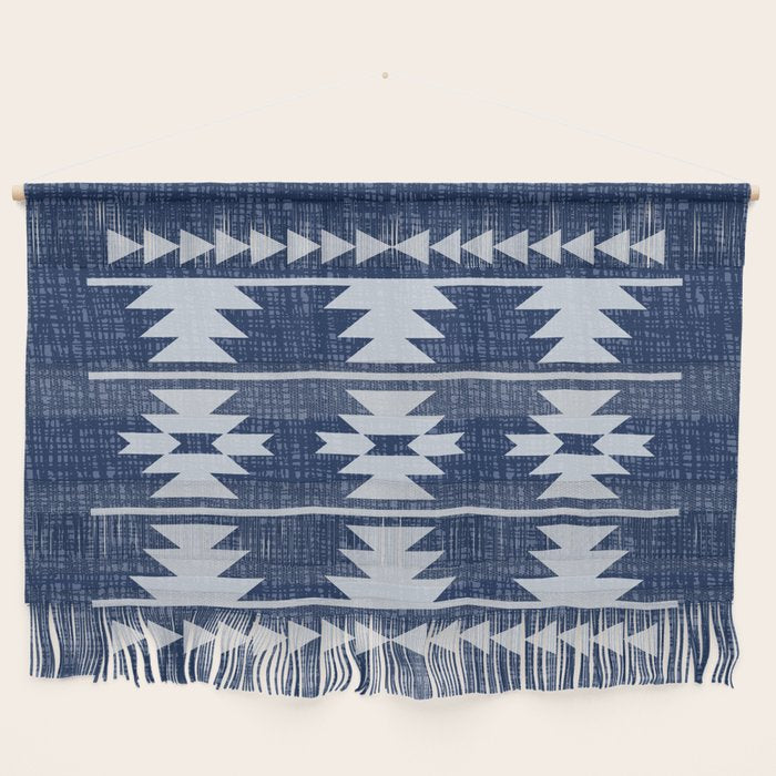 Southwestern Pattern 128 Indigo Blue Wall Hanging Gallery Image 1