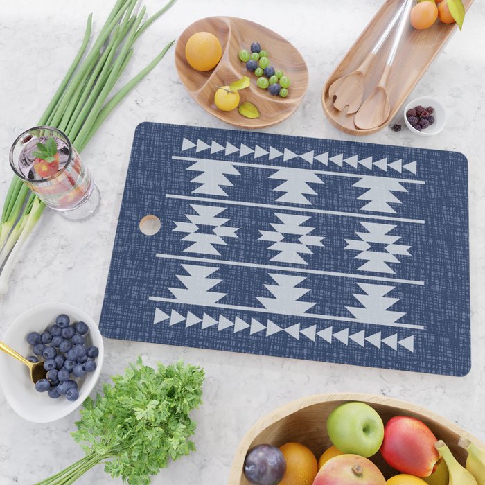 Southwestern Pattern 128 Indigo Blue Cutting Board Gallery Image 2