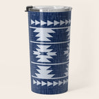 Southwestern Pattern 128 Indigo Blue Travel Mug Gallery Image 3