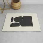 Black & White Minimalist Abstract Shapes Patterns Black Ink Painting Rug Gallery Image 1