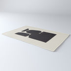 Black & White Minimalist Abstract Shapes Patterns Black Ink Painting Rug Gallery Image 3
