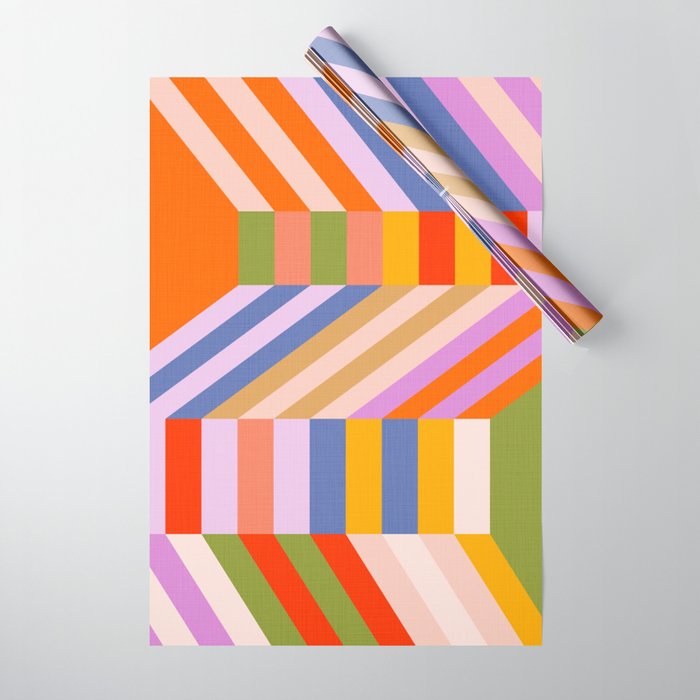 Bold Playful Bauhaus Geometric stripes 1 Wrapping Paper Gallery Image 1