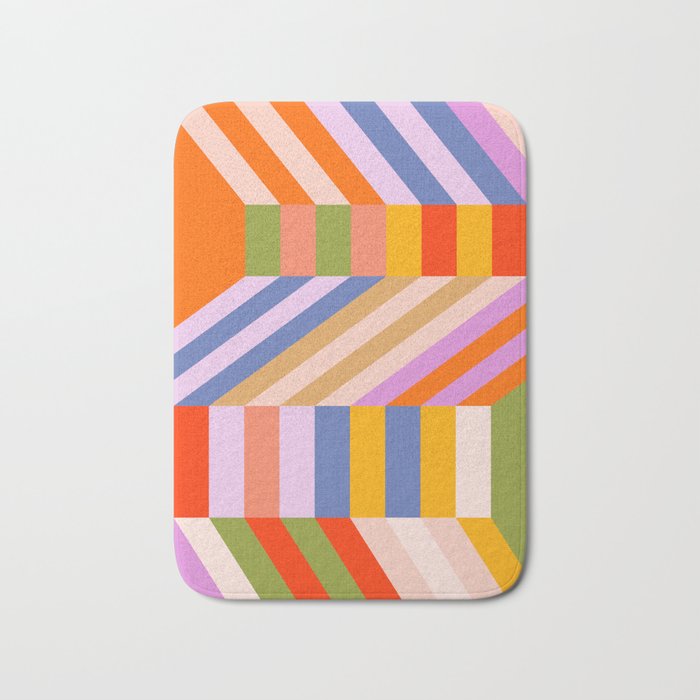 Bold Playful Bauhaus Geometric stripes 1 Bath Mat Gallery Image 1