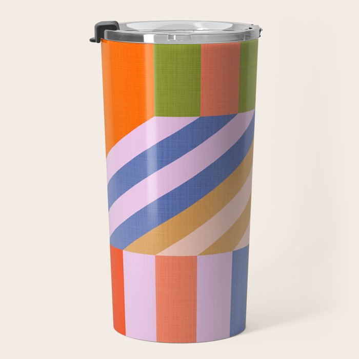 Bold Playful Bauhaus Geometric stripes 1 Travel Mug Gallery Image 3