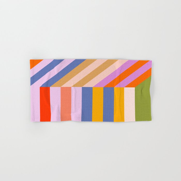 Bold Playful Bauhaus Geometric stripes 1 Bath Towel Gallery Image 1