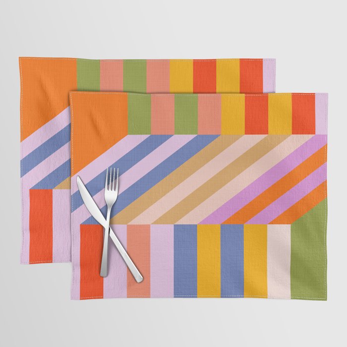 Bold Playful Bauhaus Geometric stripes 1 Placemat Gallery Image 1