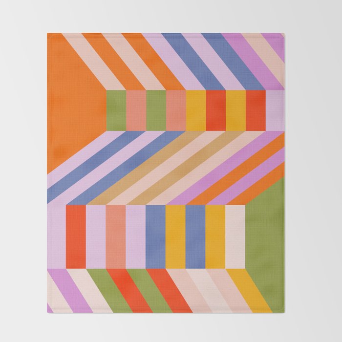Bold Playful Bauhaus Geometric stripes 1 Throw Blanket Gallery Image 2