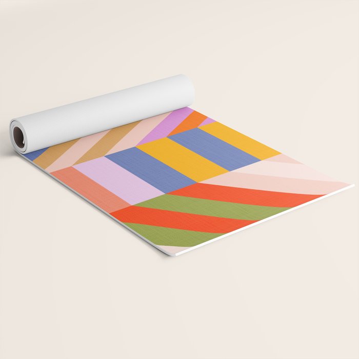 Bold Playful Bauhaus Geometric stripes 1 Yoga Mat Gallery Image 2