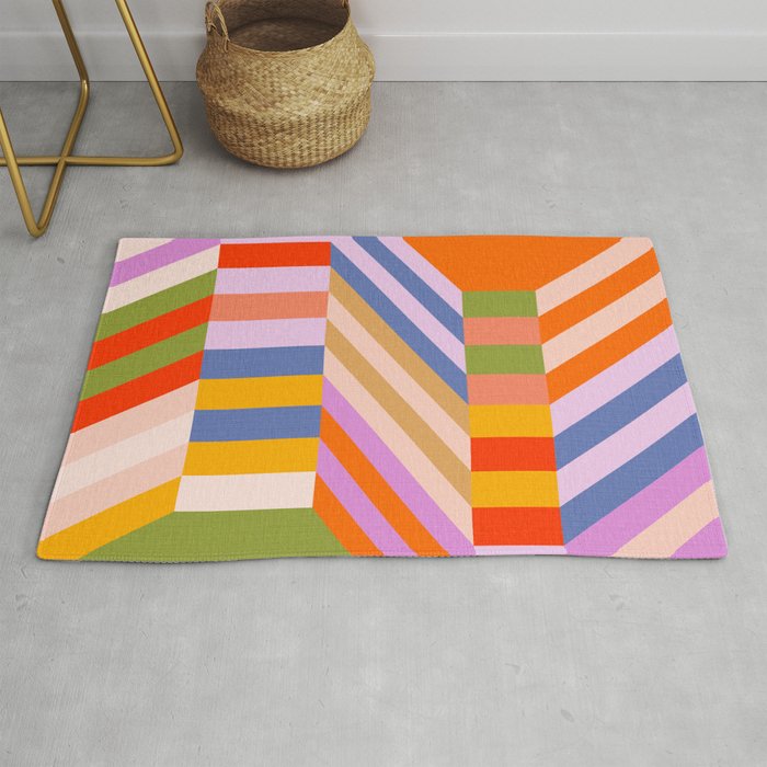 Bold Playful Bauhaus Geometric stripes 1 Rug Gallery Image 1