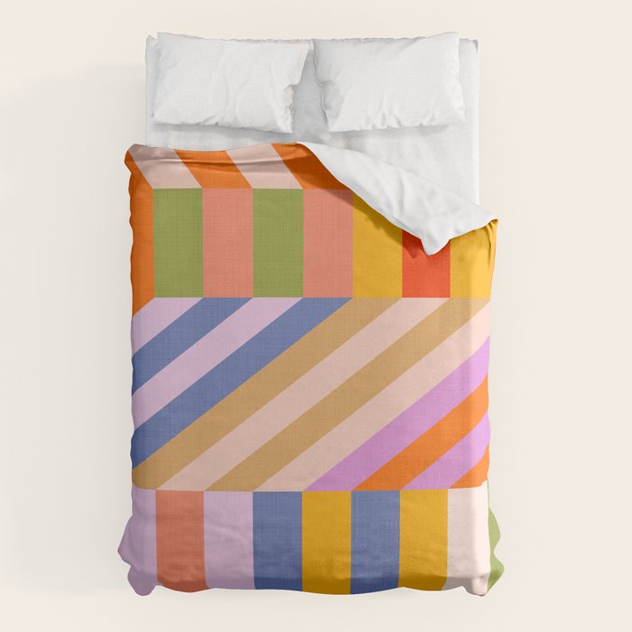 Bold Playful Bauhaus Geometric stripes 1 Duvet Cover Gallery Image 6