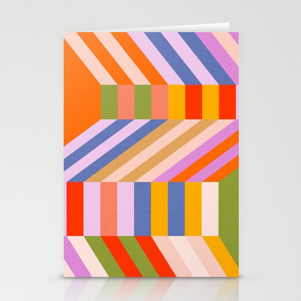 Bold Playful Bauhaus Geometric stripes 1 Stationery Card Gallery Image 1