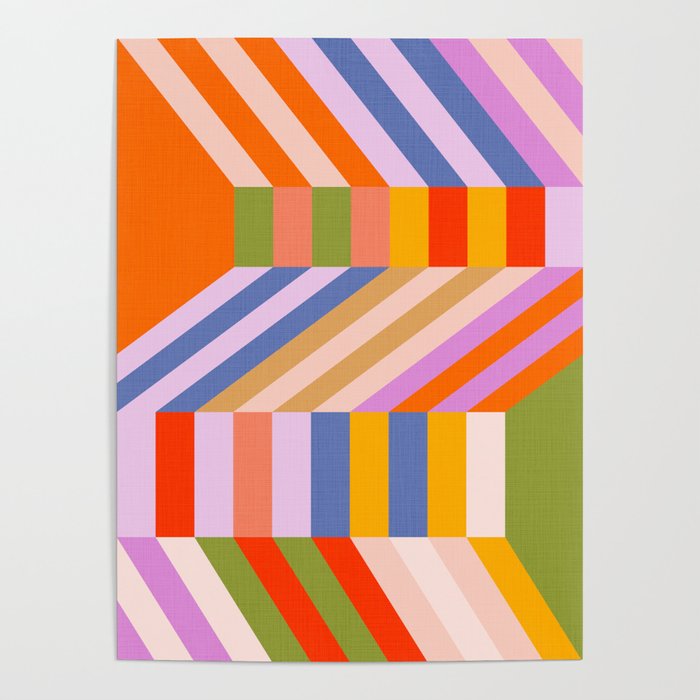 Bold Playful Bauhaus Geometric stripes 1 Poster Gallery Image 1