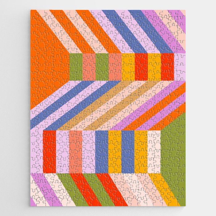 Bold Playful Bauhaus Geometric stripes 1 Jigsaw Puzzle Gallery Image 1