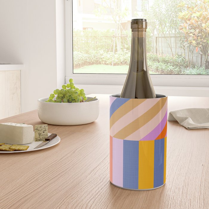 Bold Playful Bauhaus Geometric stripes 1 Wine Chiller Gallery Image 4