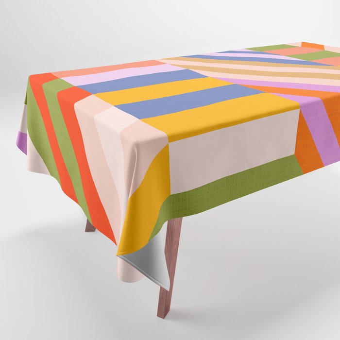 Bold Playful Bauhaus Geometric stripes 1 Tablecloth Gallery Image 1