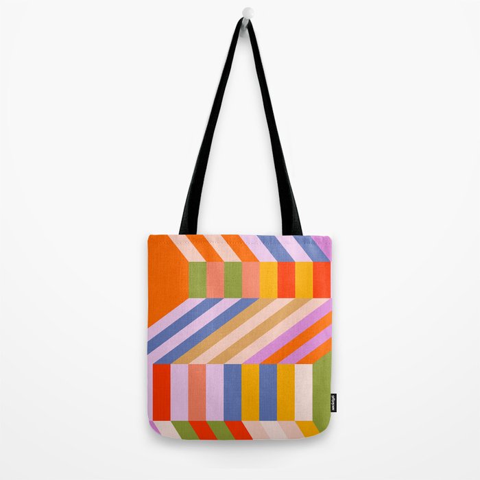 Bold Playful Bauhaus Geometric stripes 1 Tote Bag Gallery Image 2