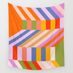 Bold Playful Bauhaus Geometric stripes 1 Wall Tapestry Gallery Image 4