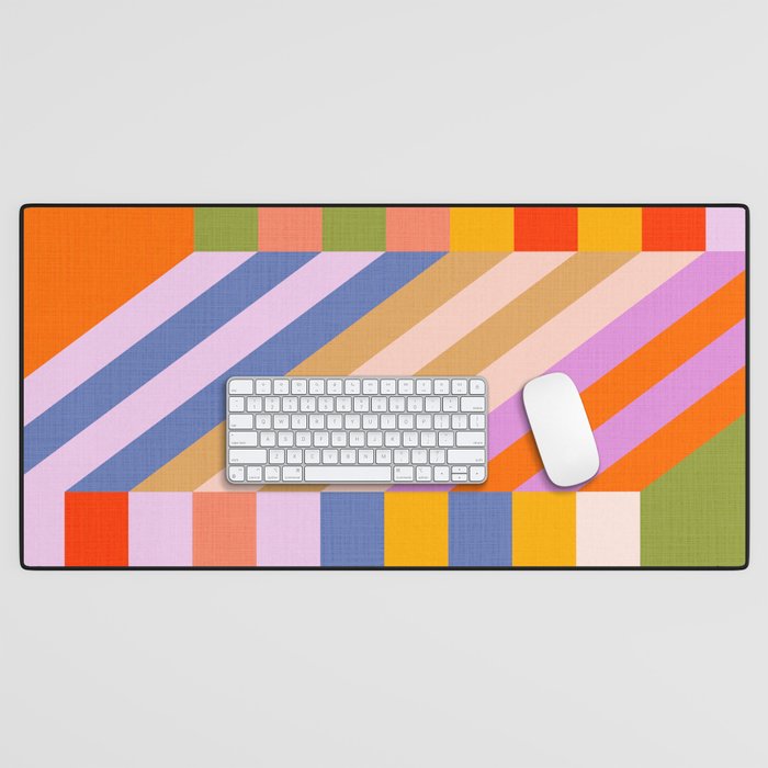 Bold Playful Bauhaus Geometric stripes 1 Desk Mat Gallery Image 1