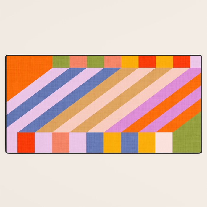 Bold Playful Bauhaus Geometric stripes 1 Desk Mat Gallery Image 3