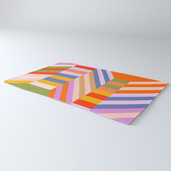 Bold Playful Bauhaus Geometric stripes 1 Rug Gallery Image 3