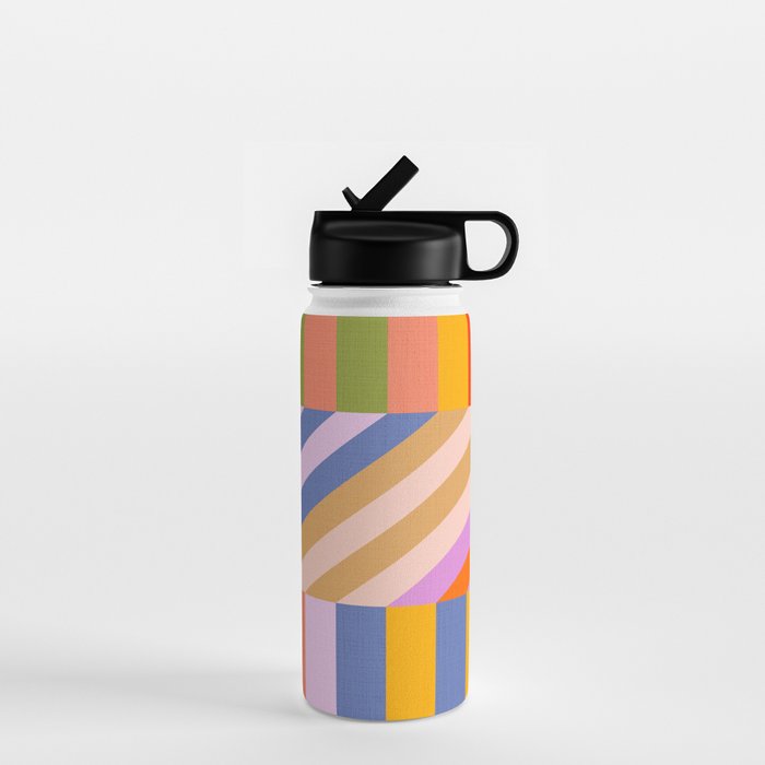 Bold Playful Bauhaus Geometric stripes 1 Water Bottle Gallery Image 1