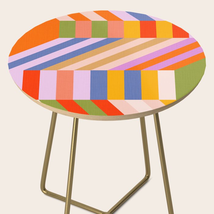 Bold Playful Bauhaus Geometric stripes 1 Side Table Gallery Image 2