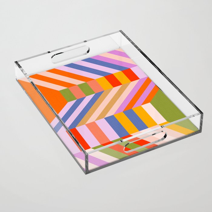 Bold Playful Bauhaus Geometric stripes 1 Acrylic Tray Gallery Image 1