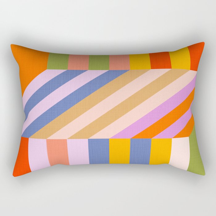 Bold Playful Bauhaus Geometric stripes 1 Rectangular Pillow Gallery Image 2