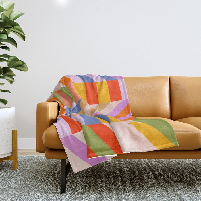 Bold Playful Bauhaus Geometric stripes 1 Throw Blanket Gallery Image 1
