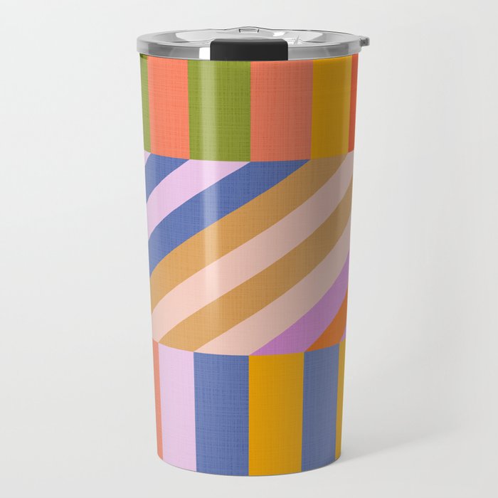 Bold Playful Bauhaus Geometric stripes 1 Travel Mug Gallery Image 1