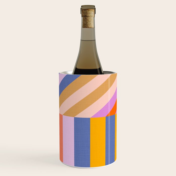 Bold Playful Bauhaus Geometric stripes 1 Wine Chiller Gallery Image 1