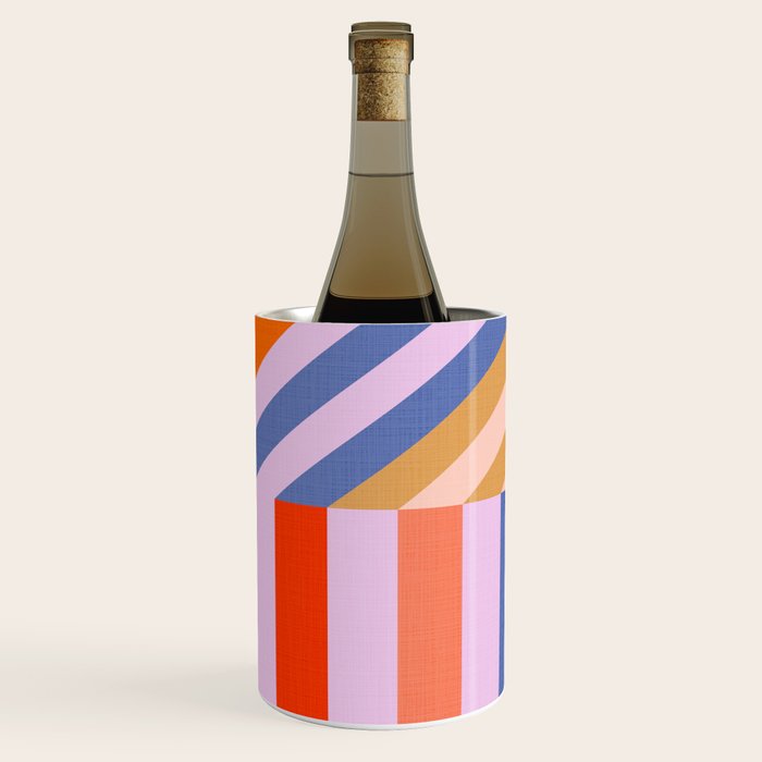 Bold Playful Bauhaus Geometric stripes 1 Wine Chiller Gallery Image 2