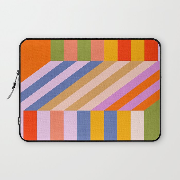 Bold Playful Bauhaus Geometric stripes 1 Laptop Sleeve Gallery Image 1