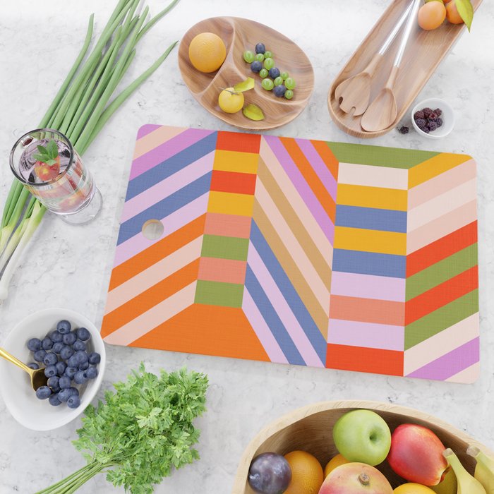 Bold Playful Bauhaus Geometric stripes 1 Cutting Board Gallery Image 2