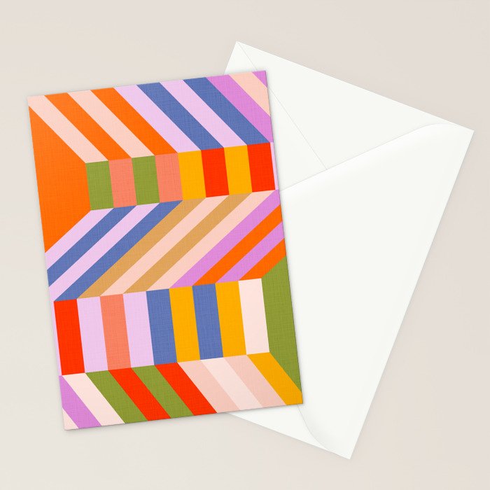 Bold Playful Bauhaus Geometric stripes 1 Stationery Card Gallery Image 2