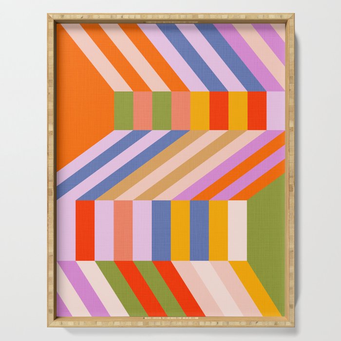 Bold Playful Bauhaus Geometric stripes 1 Serving Tray Gallery Image 1