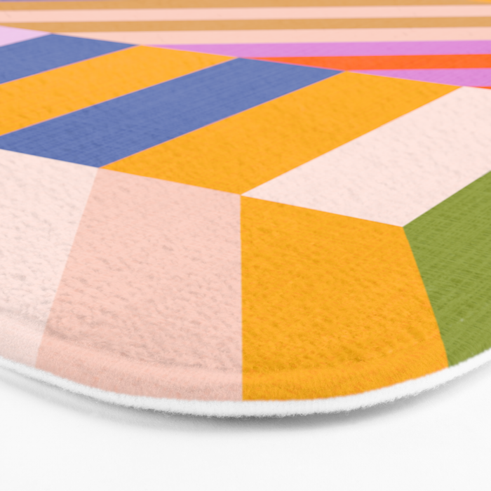 Bold Playful Bauhaus Geometric stripes 1 Bath Mat Gallery Image 3