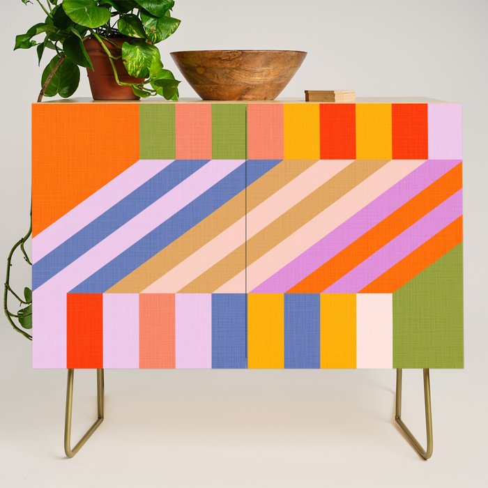 Bold Playful Bauhaus Geometric stripes 1 Credenza Gallery Image 1