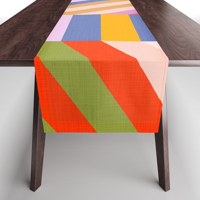 Bold Playful Bauhaus Geometric stripes 1 Table Runner Gallery Image 1