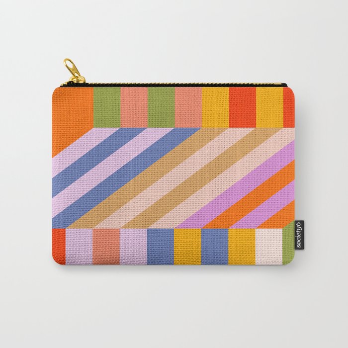 Bold Playful Bauhaus Geometric stripes 1 Carry All Pouch Gallery Image 1