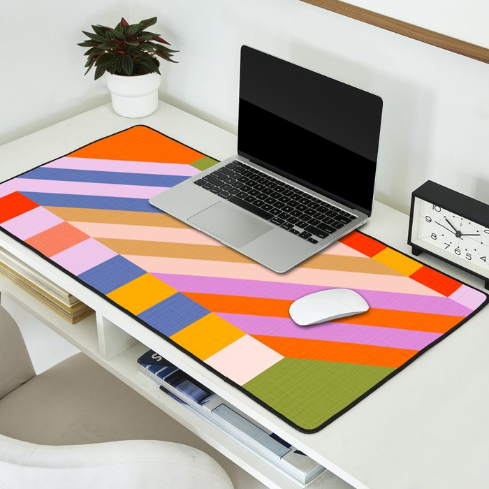 Bold Playful Bauhaus Geometric stripes 1 Desk Mat Gallery Image 2